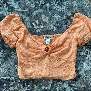 Tilly’s Orange Eyelet Puff Sleeve Top